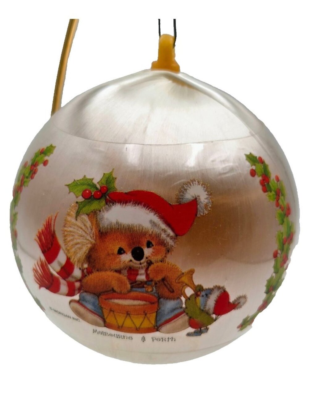 Vintage Melbourne & Perth Christmas Ball Ornament Silk Holiday Read